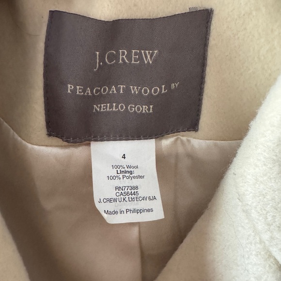 J. Crew Ivory Pea Coat with Navy Accents - Picture 7 of 8